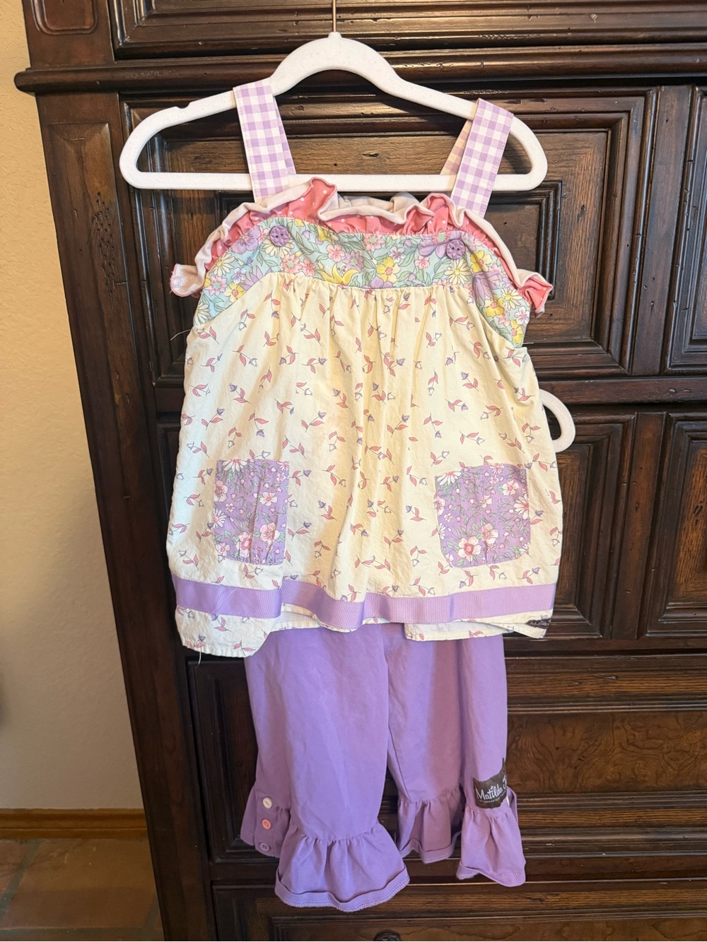 Matilda Jane Cream Top with Pastel Floral Trim